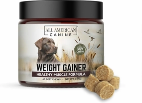 Dog Weight Gainer Chews – High Calorie Dog Food Supplement for Rapid Weight Gain, Mass, and Recovery – Appetite Stimulant – 60 Chews