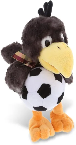 DolliBu Crow Stuffed Animal with Soccer Ball Plush - Soft Plush Huggable Crow, Adorable Playtime Crow Plush Toy, Cute Farm Life Gift for Kids and Adults - 9.5 Inches