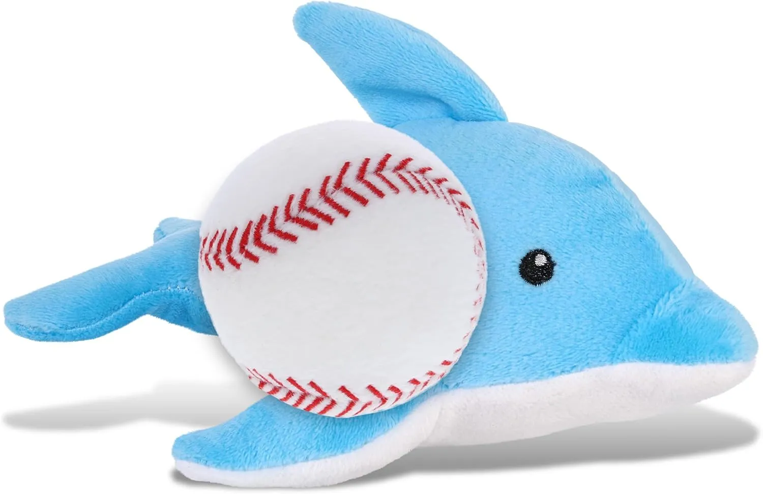 DolliBu Dolphin Stuffed Animal with Baseball Plush - Soft, Huggable Dolphin, Great Gifts for Kids, Adults - 6 Inches