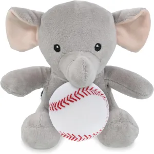 DolliBu Elephant Stuffed Animal with Baseball Plush - Soft Huggable Elephant, Great Gifts for Kids, Adults - 6 Inches