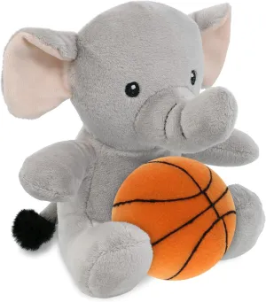 DolliBu Elephant Stuffed Animal with Basketball Plush - Soft Huggable Elephant, Adorable Playtime Plush Toy, Cute Safari Life Gift, Personalized Plush Doll Animal Toy for Kids and Adults - 6 Inches