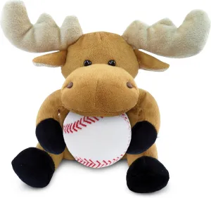 DolliBu Moose Stuffed Animal with Baseball Plush - Soft Huggable Moose, Adorable Playtime Plush Toy, Super Soft Plush Doll Animal Toy for Kids and Adults - 6 Inches