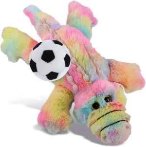 DolliBu Rainbow Alligator - Super Soft Stuffed Animal with Soccer Ball Plush - Soft Huggable Alligator, Playtime Plush Toy, Wildlife Gift, Cute Plush Doll Animal Toy for Kids and Adults - 12 Inches