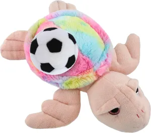 DolliBu Rainbow Pink Sea Turtle - Super Soft Stuffed Animal with Soccer Ball Plush - Huggable Turtle, Playtime Plush Toy, Ocean Life Gift, Cute Plush Doll Animal Toy for Kids and Adults - 10 Inches