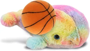 DolliBu Rainbow Whale Stuffed Animal with Basketball Plush – Soft Huggable Whale, Adorable Playtime Plush Toy, Cute Ocean Life Gift, Plush Doll Animal Toy for Kids and Adults – 7 Inches
