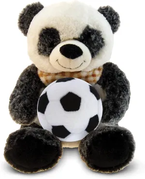 DolliBu Sitting Panda Stuffed Animal with Soccer Ball - Soft Huggable Panda Plush Toy, Adorable Playtime Plush, Cute Wildlife Gift for Kids and Adults - 9 Inches