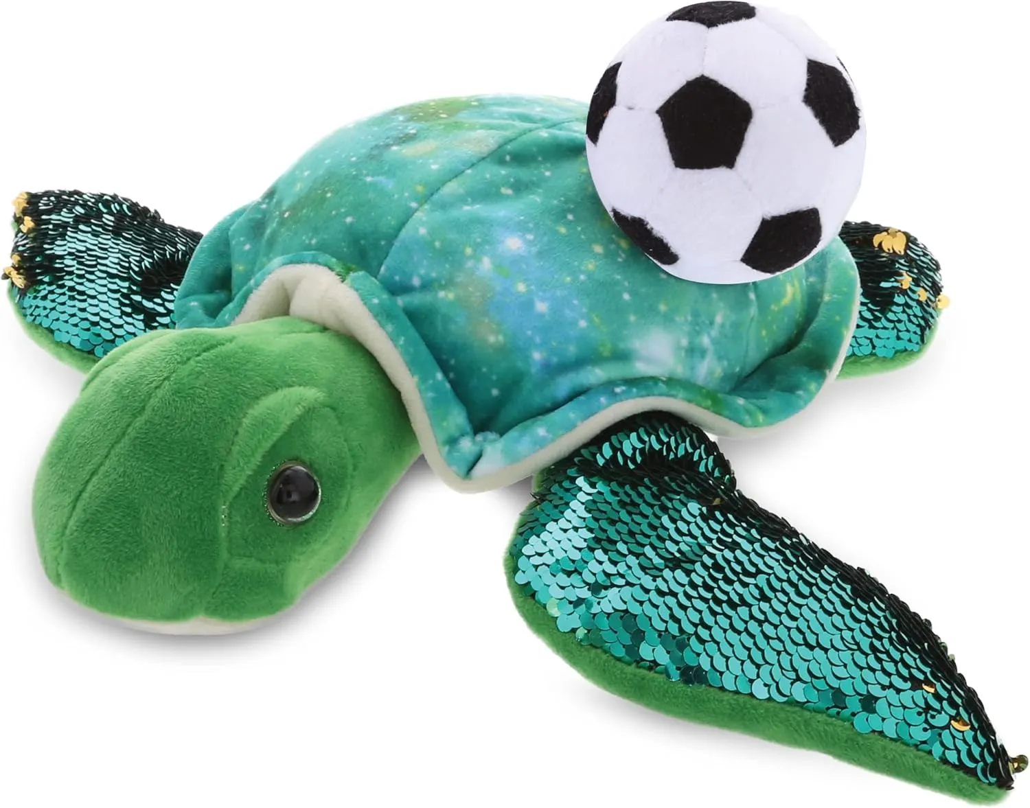 DolliBu Space Sea Turtle Stuffed Animal with Soccer Ball Plush - Soft Huggable Turtle, Adorable Playtime Plush Toy, Cute Ocean Life Gift for Kids and Adults - 12.5 Inch