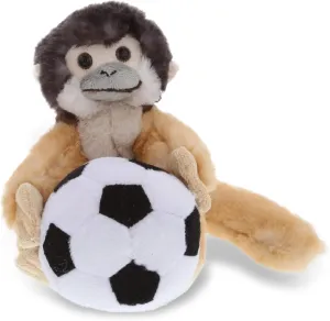 DolliBu Squirrel Monkey Stuffed Animal with Soccer Ball Plush - Soft Plush Huggable Monkey, Adorable Playtime Plush Toy, Cute Wildlife Gift for Kids, Adults - 12.5 Inch