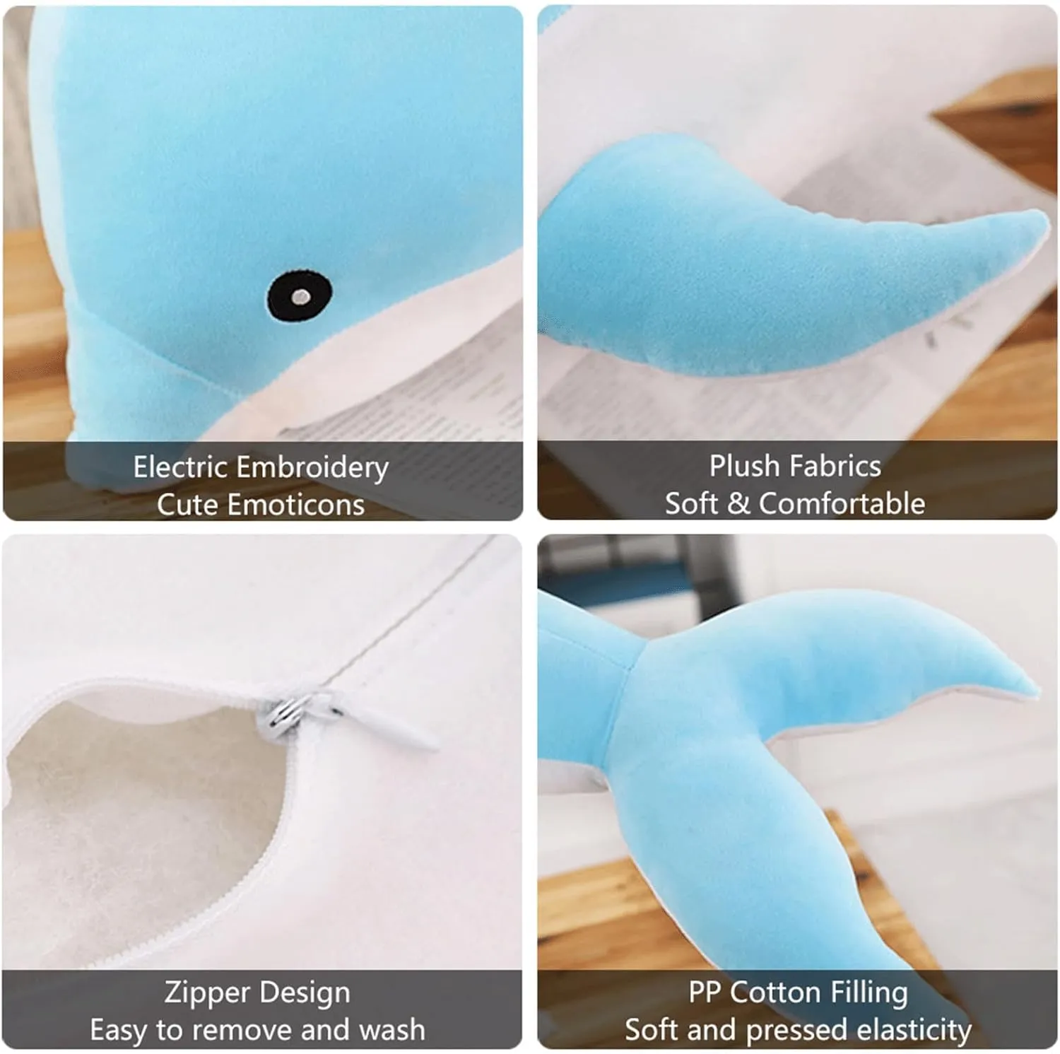 Dolphin Stuffed Animals Giant Dolphin Plush Pillow Super Soft Sea Animal Plush Toys Dolls Sleeping Cushion for Boys Girls Gifts 39.4IN