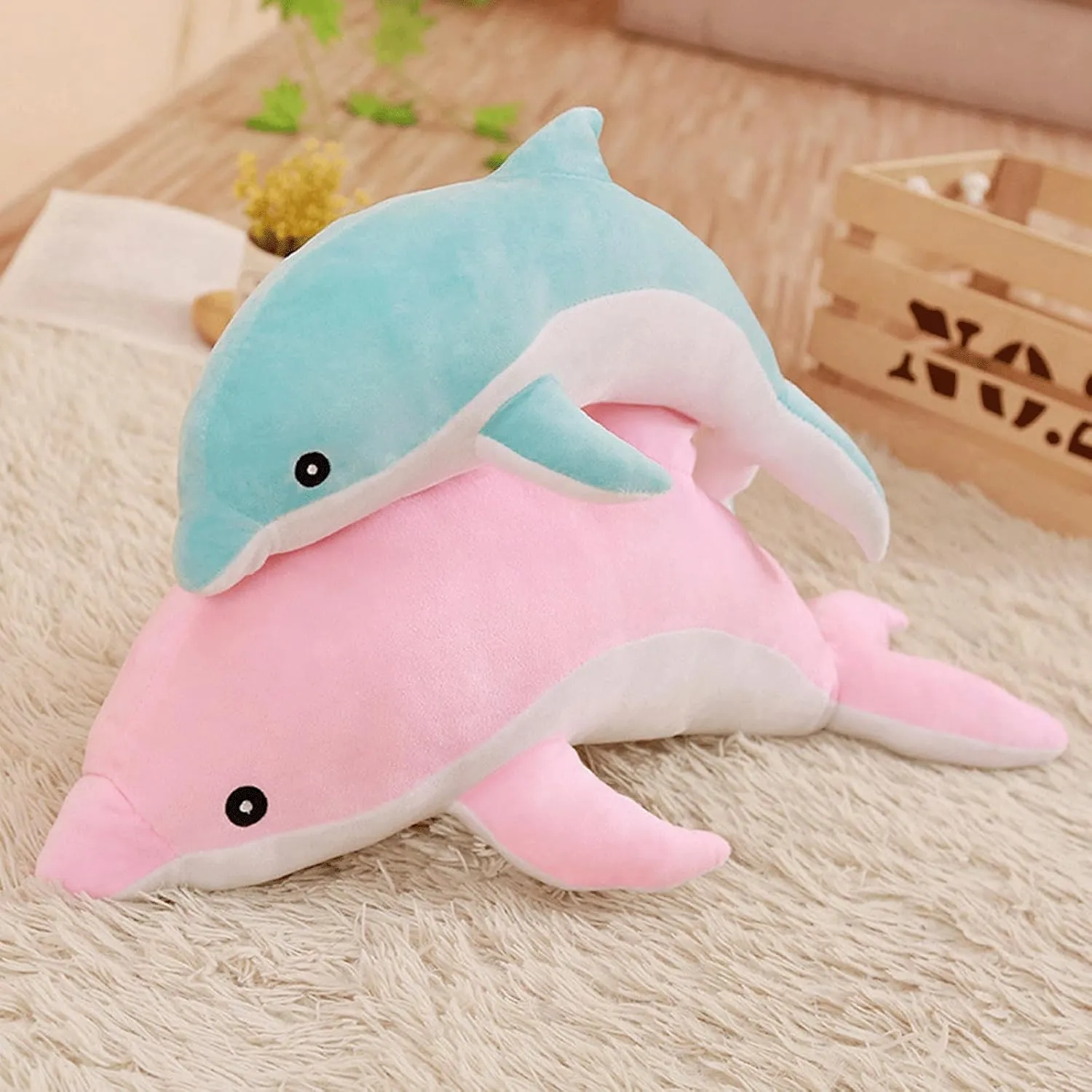 Dolphin Stuffed Animals Giant Dolphin Plush Pillow Super Soft Sea Animal Plush Toys Dolls Sleeping Cushion for Boys Girls Gifts 39.4IN