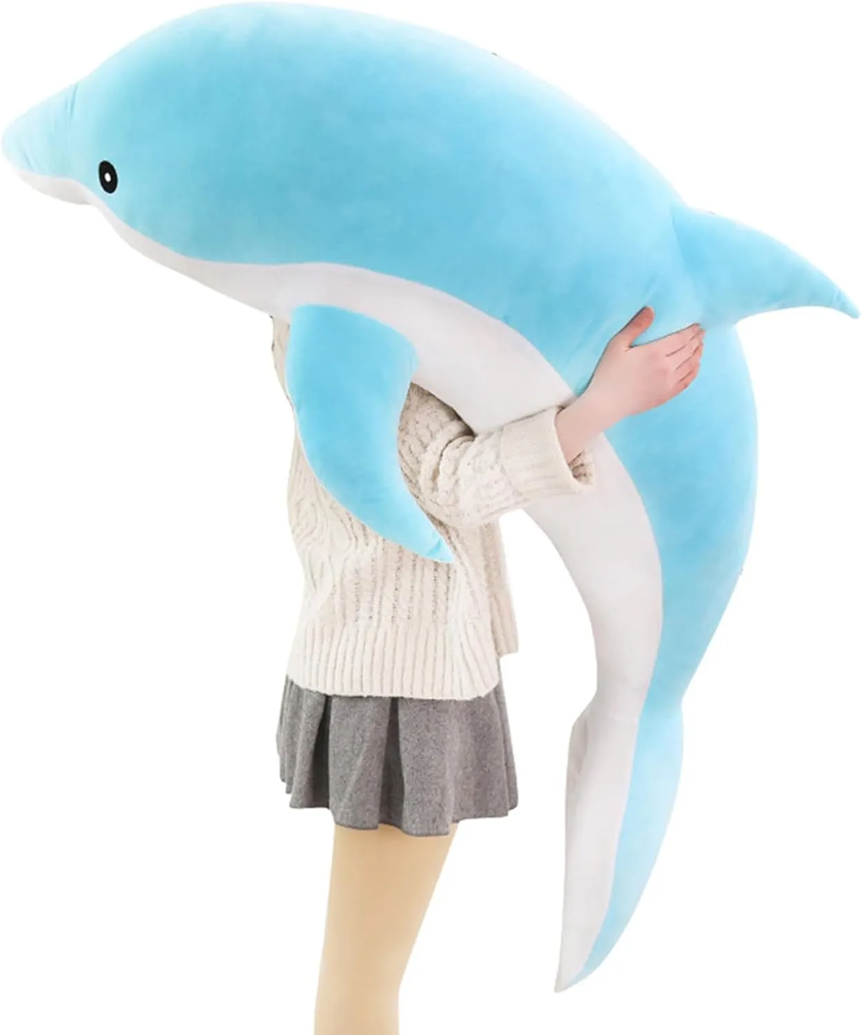Dolphin Stuffed Animals Giant Dolphin Plush Pillow Super Soft Sea Animal Plush Toys Dolls Sleeping Cushion for Boys Girls Gifts 39.4IN