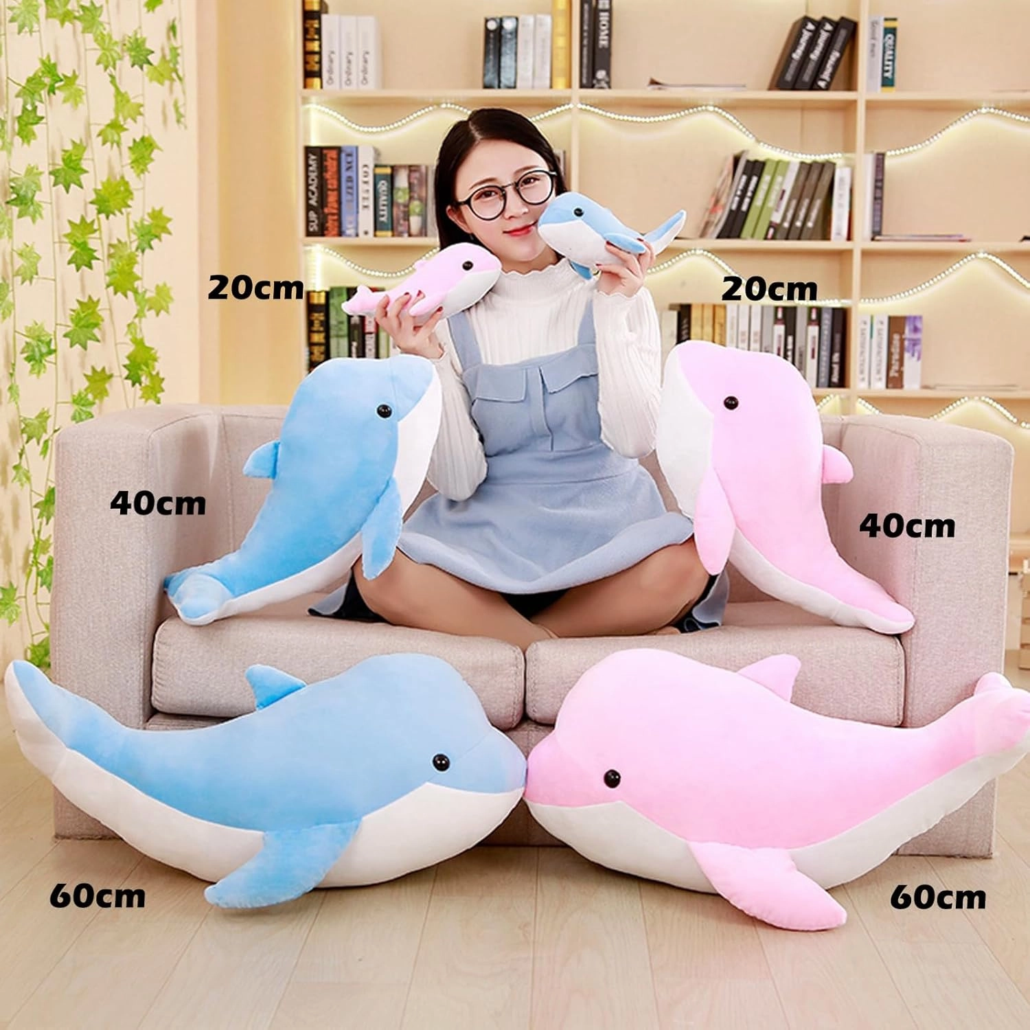 Dolphin Stuffed Animals Plush Pillows Soft Sea Animal Plush Toys Dolls Stuffed Animal Plushies Gifts for Kids (PINK-19.2Inch)