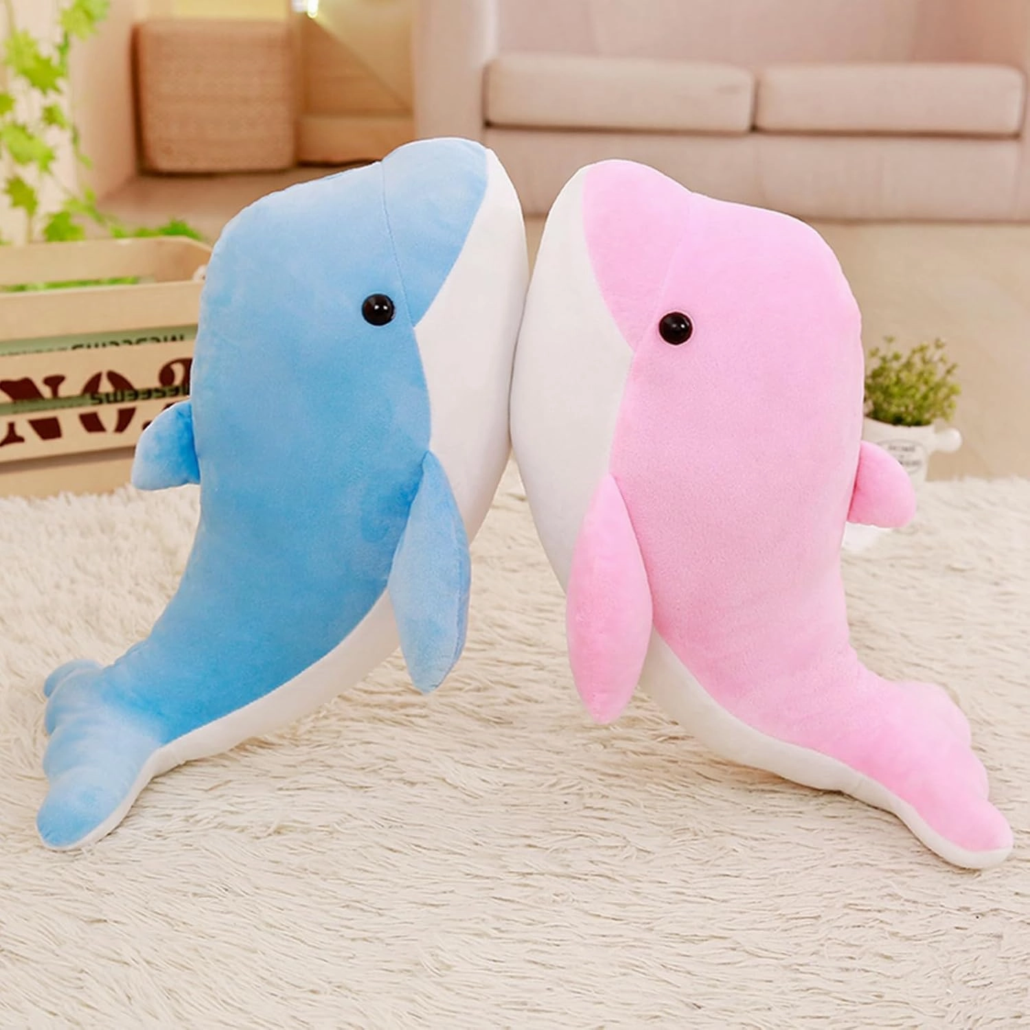 Dolphin Stuffed Animals Plush Pillows Soft Sea Animal Plush Toys Dolls Stuffed Animal Plushies Gifts for Kids (PINK-19.2Inch)