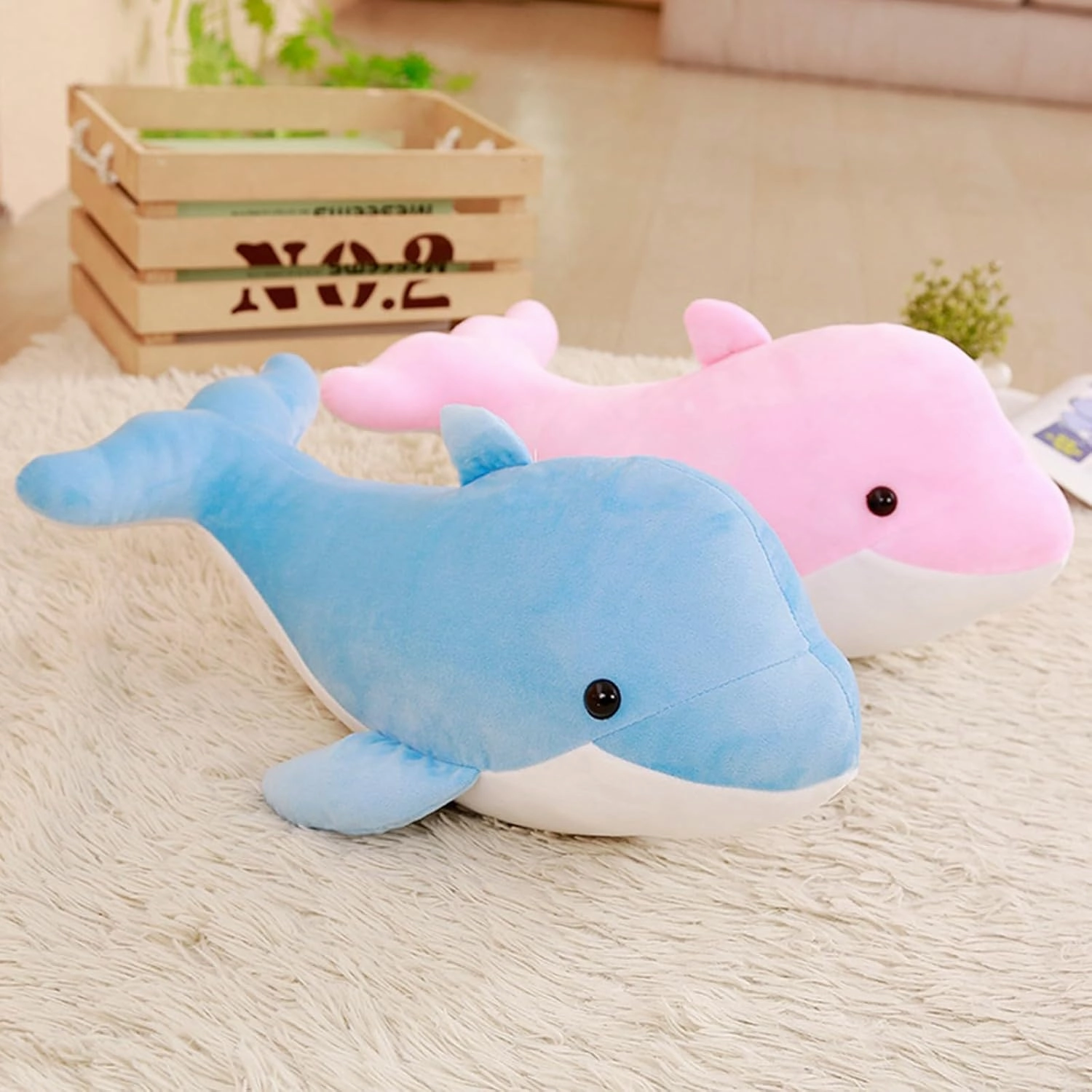 Dolphin Stuffed Animals Plush Pillows Soft Sea Animal Plush Toys Dolls Stuffed Animal Plushies Gifts for Kids (PINK-19.2Inch)