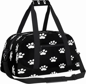 Doodle Paw Prints Kids Overnighter Duffel Bags for Boys, Carry-On Size Sports Gym Bag with Front Zipper Pocket for School Practice or Overnight Travel Weekender Sleepover Tote Bag