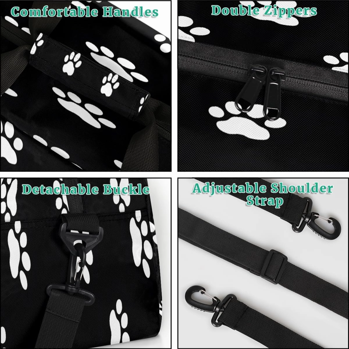 Doodle Paw Prints Kids Overnighter Duffel Bags for Boys, Carry-On Size Sports Gym Bag with Front Zipper Pocket for School Practice or Overnight Travel Weekender Sleepover Tote Bag