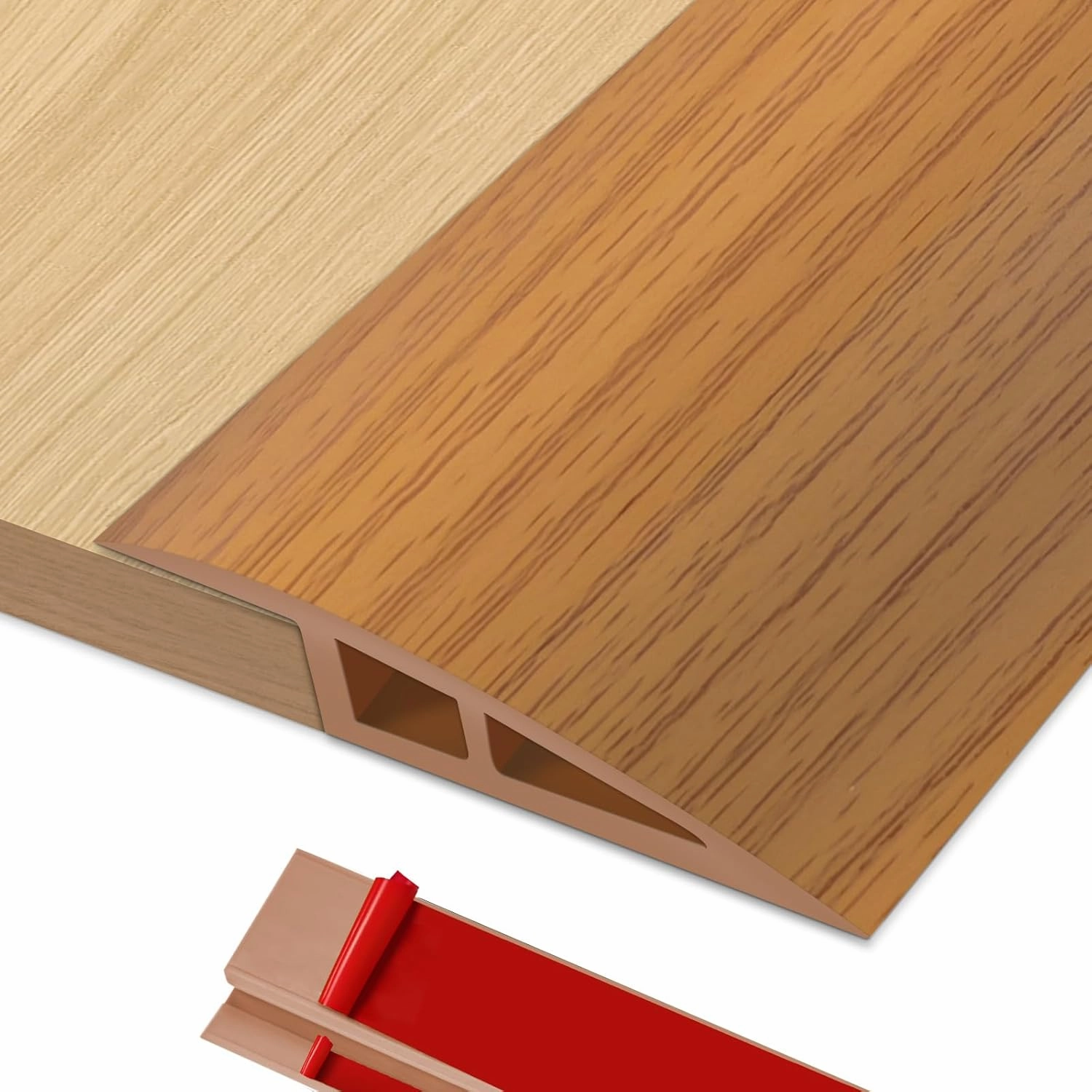 Door Thresholds Floor Transition Strip 36 inch, 1/2'' ~ 3/5'' Threshold Ramps for Doorways, Edge Reducer Vinyl Transition Strip for Door Floor (Light Brown)