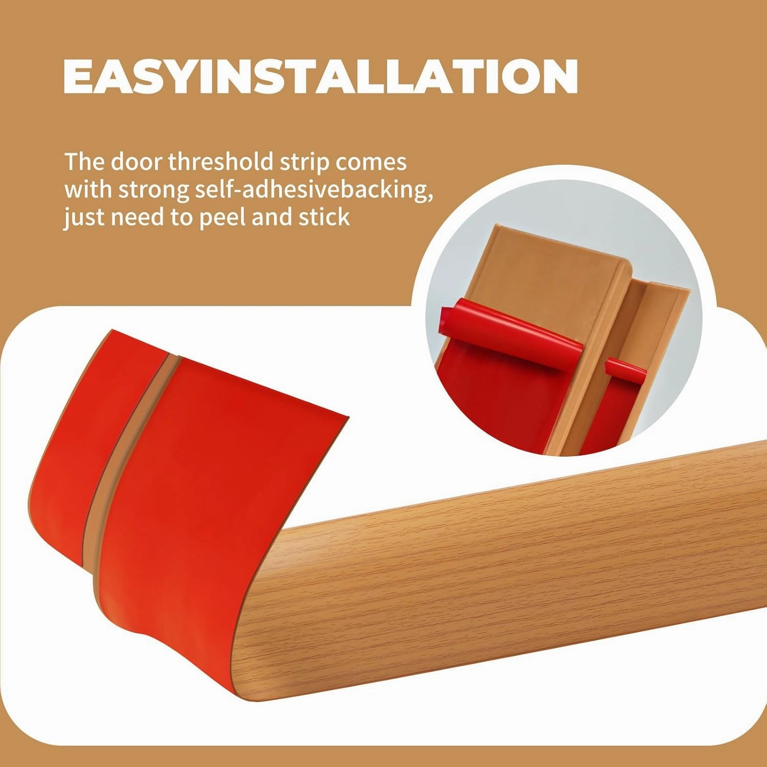 Door Thresholds Floor Transition Strip 36 inch, 1/2'' ~ 3/5'' Threshold Ramps for Doorways, Edge Reducer Vinyl Transition Strip for Door Floor (Light Brown)