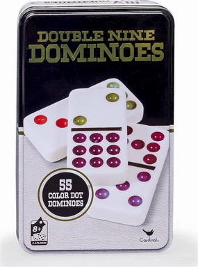Double 9 Color Dot Dominoes in Collectors Tin (styles will vary)