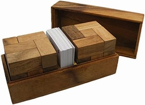 Double Soma Cube with Playing Cards - Wooden Puzzle Game Brain Teaser