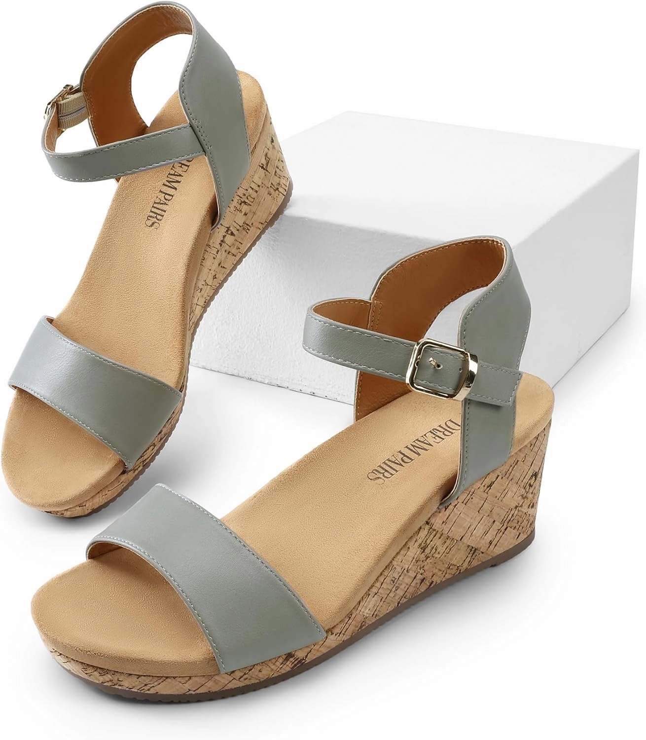 DREAM PAIRS Women's Open Toe Buckle Ankle Strap Platform Wedge Sandals Women 2025