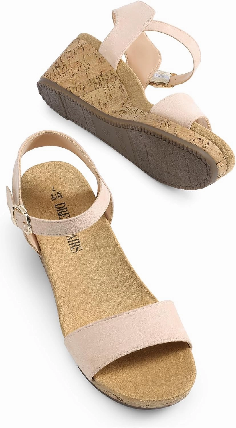 DREAM PAIRS Women's Open Toe Buckle Ankle Strap Platform Wedge Sandals Women 2025