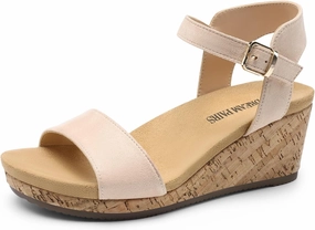 DREAM PAIRS Women's Open Toe Buckle Ankle Strap Platform Wedge Sandals Women 2025