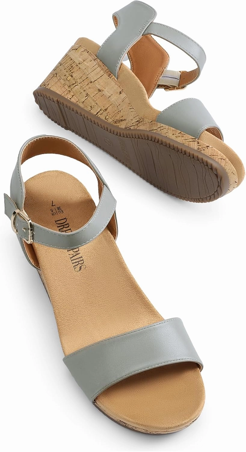 DREAM PAIRS Women's Open Toe Buckle Ankle Strap Platform Wedge Sandals Women 2025
