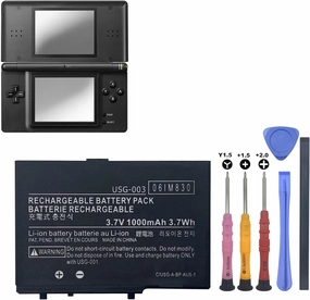 DS Lite Battery USG-003 3.7V 1000mAh Replacement for Nintendo DS Lite NDSL Game Player Battery with Repair Tool Kit (Not for Nintendo DSi, DSi XL, DSi LL)