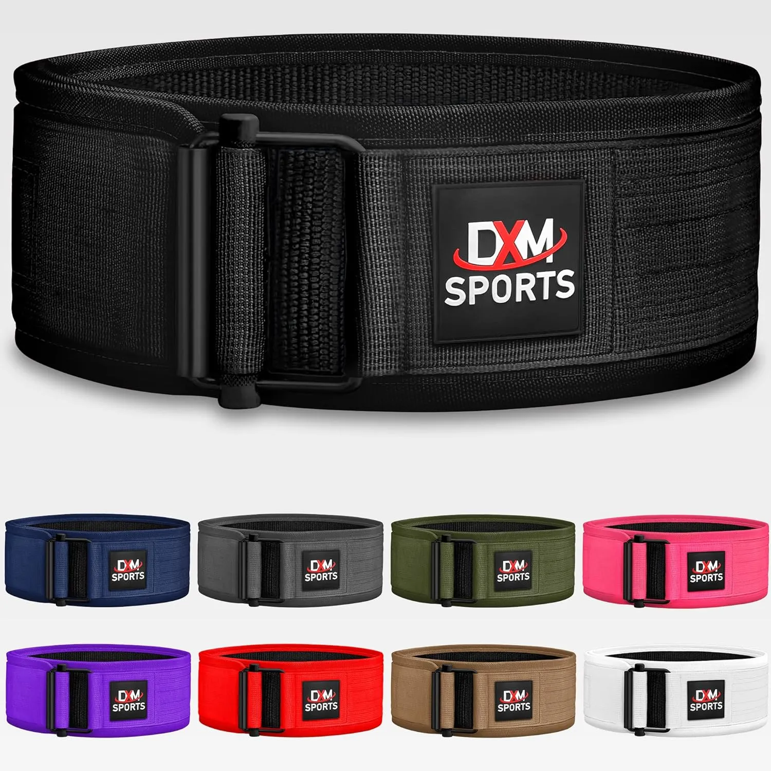 DXM SPORTS Self-Locking Weight Lifting Belt - Men Women Gym Fitness Strength Training, Bodybuilding Powerlifting Weightlifting Workout, Deadlift Squat, Pro Exercise Belt