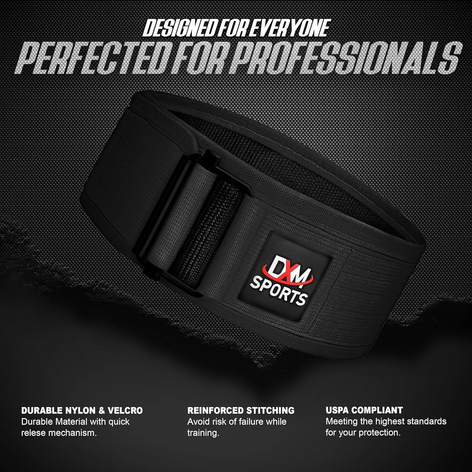 DXM SPORTS Self-Locking Weight Lifting Belt - Men Women Gym Fitness Strength Training, Bodybuilding Powerlifting Weightlifting Workout, Deadlift Squat, Pro Exercise Belt