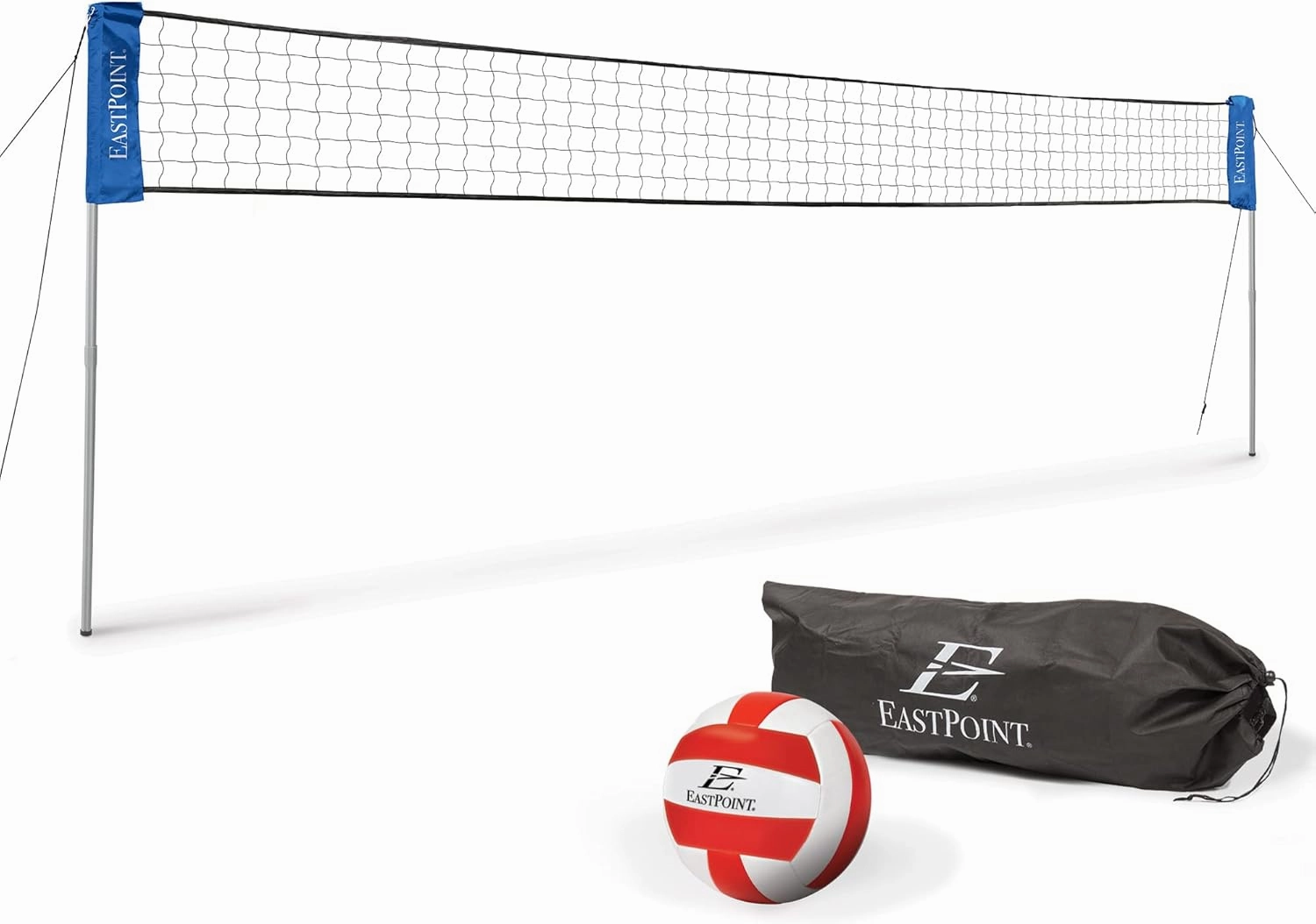 EastPoint Sports Easy-Fit Adjustable Volleyball Net - Fits Yards Adjusts from 10 ft. to 30 ft. Long - Includes All Accessories