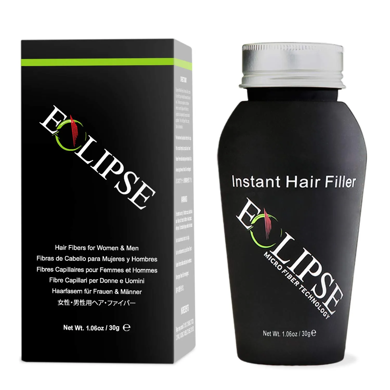 ECLIPSE Hair Fibers Medium Brown for Thinning Hair for Women & Men to Conceal Hair Loss in 15 Seconds - 100% Undetectable Hair Building Fibers, 30g