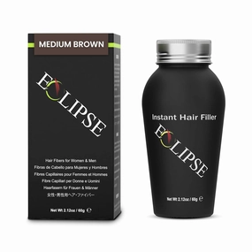 ECLIPSE Hair Fibers Medium Brown for Thinning Hair for Women & Men to Conceal Hair Loss in 15 Seconds - 100% Undetectable Hair Building Fibers, 60g
