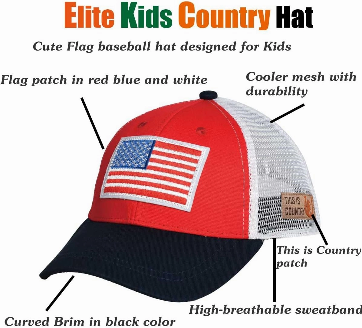 EDTREK Elite Kids Performance Mesh Hat - Boys Girls Cute Trucker Hat