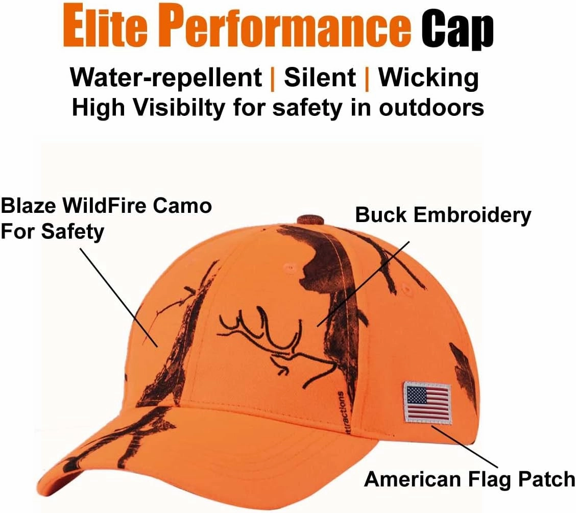 EDTREK Elite Youth High Performance Hunting Hat - Boys Girls Kids Camo Hat and Blaze Orange Baseball Cap