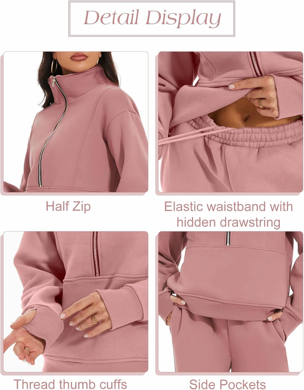 Eisctnd Womens Fleece 2 Piece Sweatsuit Lounge Set Long Sleeve Sweatshirt Jogger Pants Tracksuit Sweatsuit 2025 Fall Sets