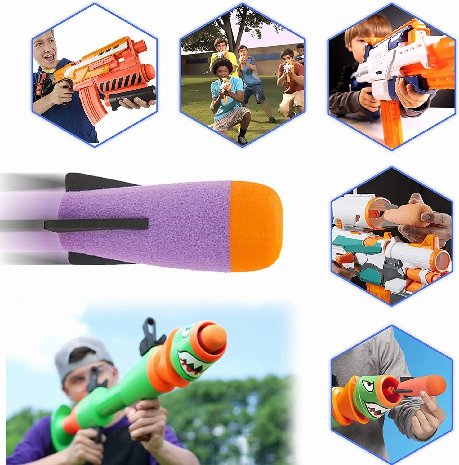 EKIND Mega Missile Refill for Toy Rocket Launcher, Foam Ammo Compatible for Nerf N-Strike Elite Series
