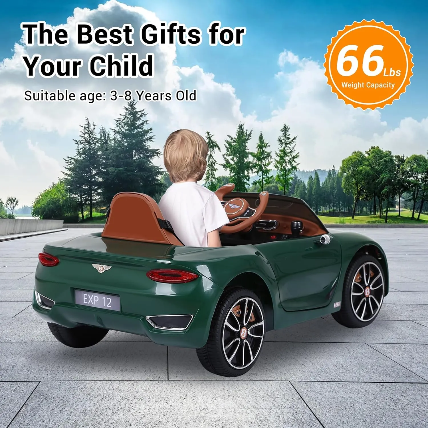 Electric Kids Ride On Cars Toy, 12V Battery Powered Licensed Bentley Vehicles with Parent Remote Control, Headlights, MP3, USB Port, Horn and Double Doors, for Boys and Girls
