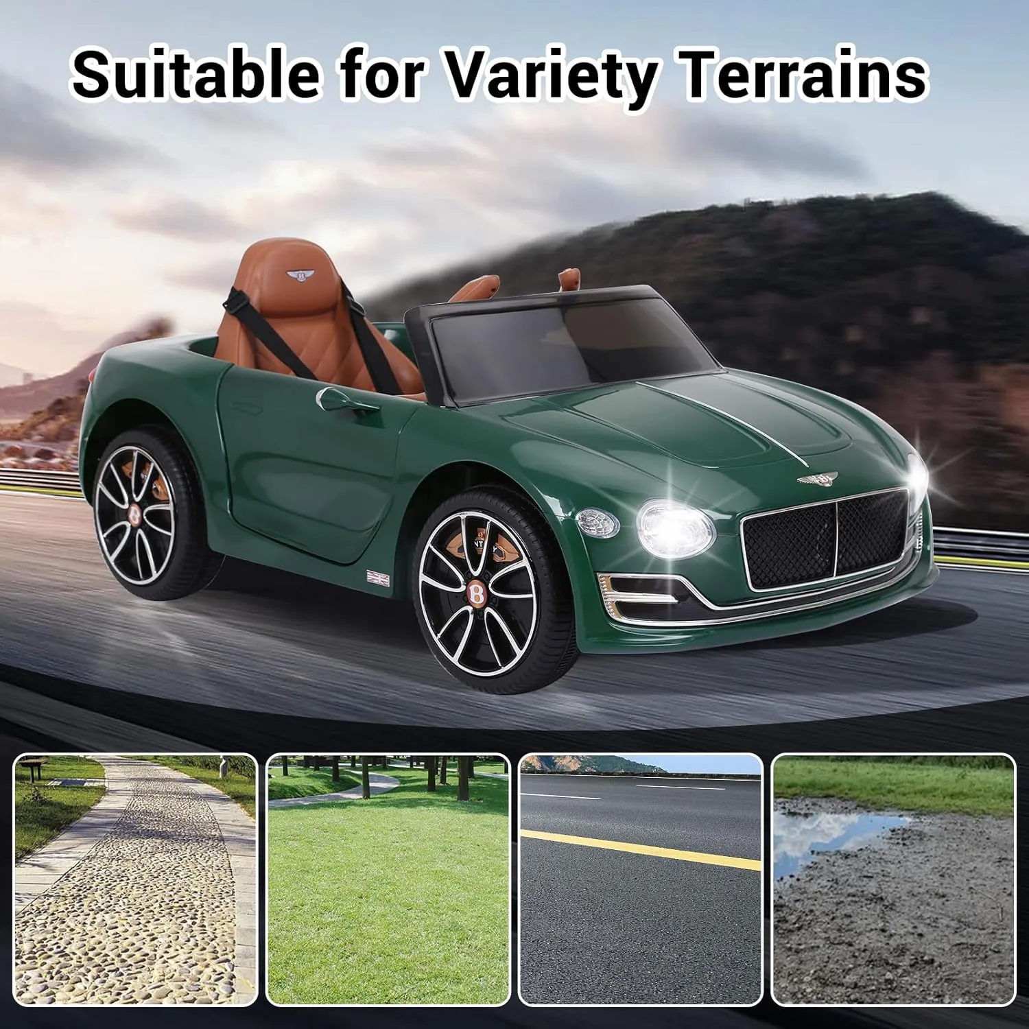 Electric Kids Ride On Cars Toy, 12V Battery Powered Licensed Bentley Vehicles with Parent Remote Control, Headlights, MP3, USB Port, Horn and Double Doors, for Boys and Girls