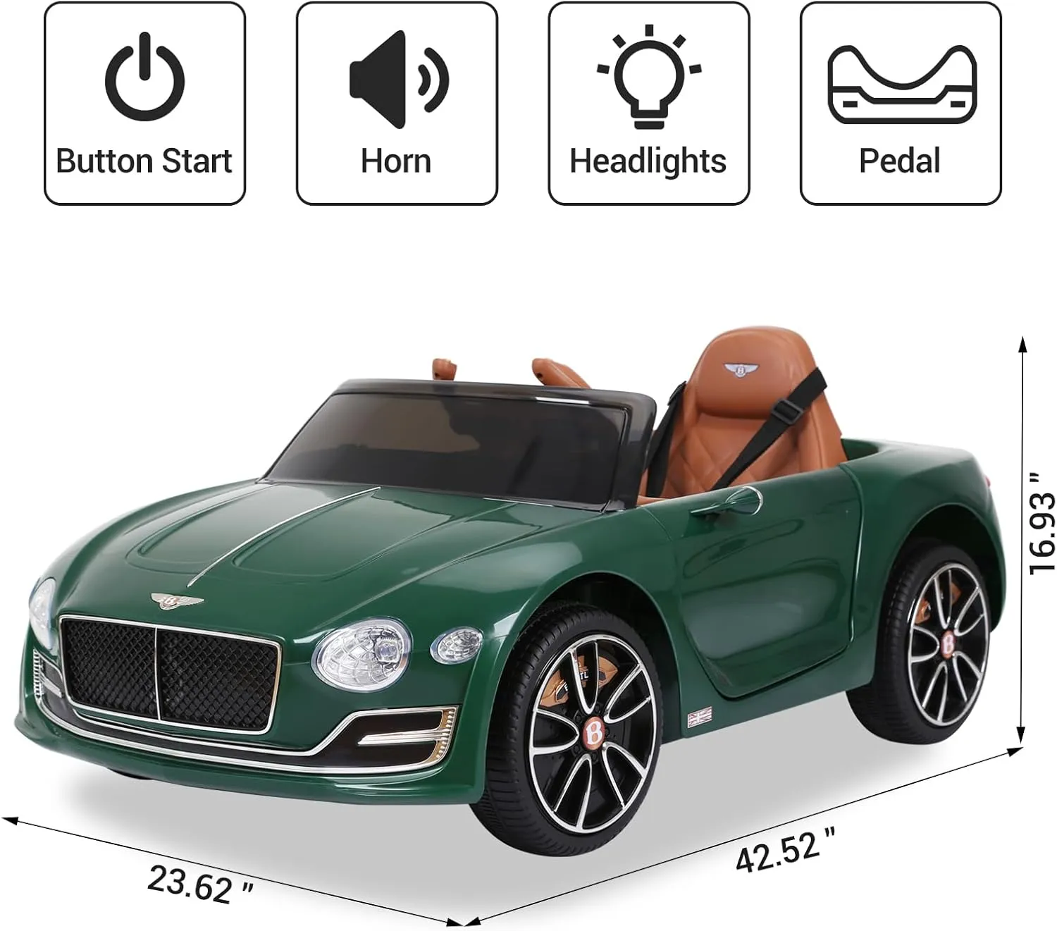 Electric Kids Ride On Cars Toy, 12V Battery Powered Licensed Bentley Vehicles with Parent Remote Control, Headlights, MP3, USB Port, Horn and Double Doors, for Boys and Girls