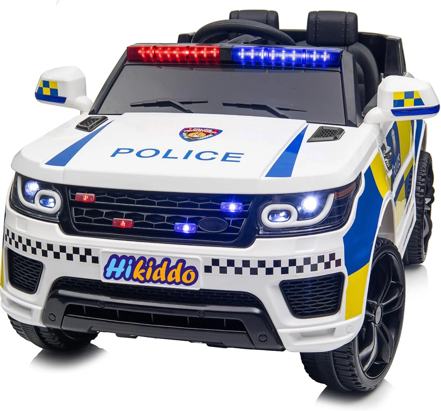 Electric Police Car for Kids, 24 Volt Kids Ride-on Toy Car with Remote Control, 400W Motor, 5mph Max Speed - White