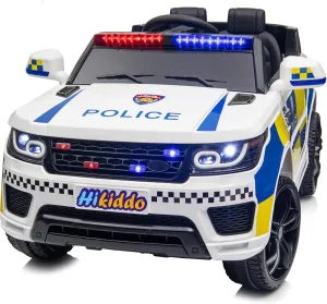 Electric Police Car for Kids, 24 Volt Kids Ride-on Toy Car with Remote Control, 400W Motor, 5mph Max Speed - White