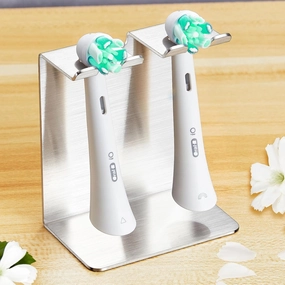 Electric Toothbrush Head Holder WAYASI Stainless Steel Tooth Brushing Holder, Wall Mounted Toothbrush Holders Shower Bathroom, Self Adhesive or Desktop Tooth Brush Holder Organiser, Silver