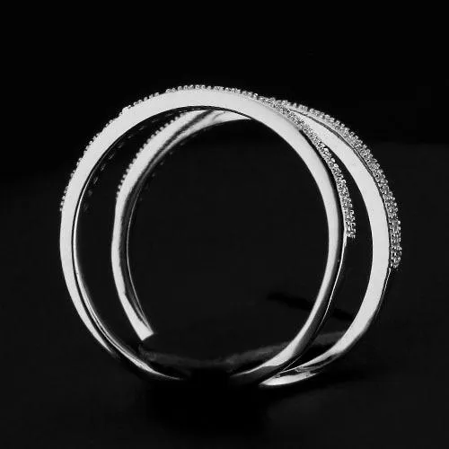 Elegant Designer Rhodium Plated Adjustable Rings with CZ Stones, Fashion Jewelry Gift for Women