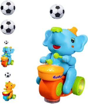 Elephant Football Toy with Ball, Electric Floating Blowing Ball Sound Viral Elephant Toy, Automatic Obstacle Avoidance with Music Lights and Universal Wheels for Children Over 3 Years Old (Blue)
