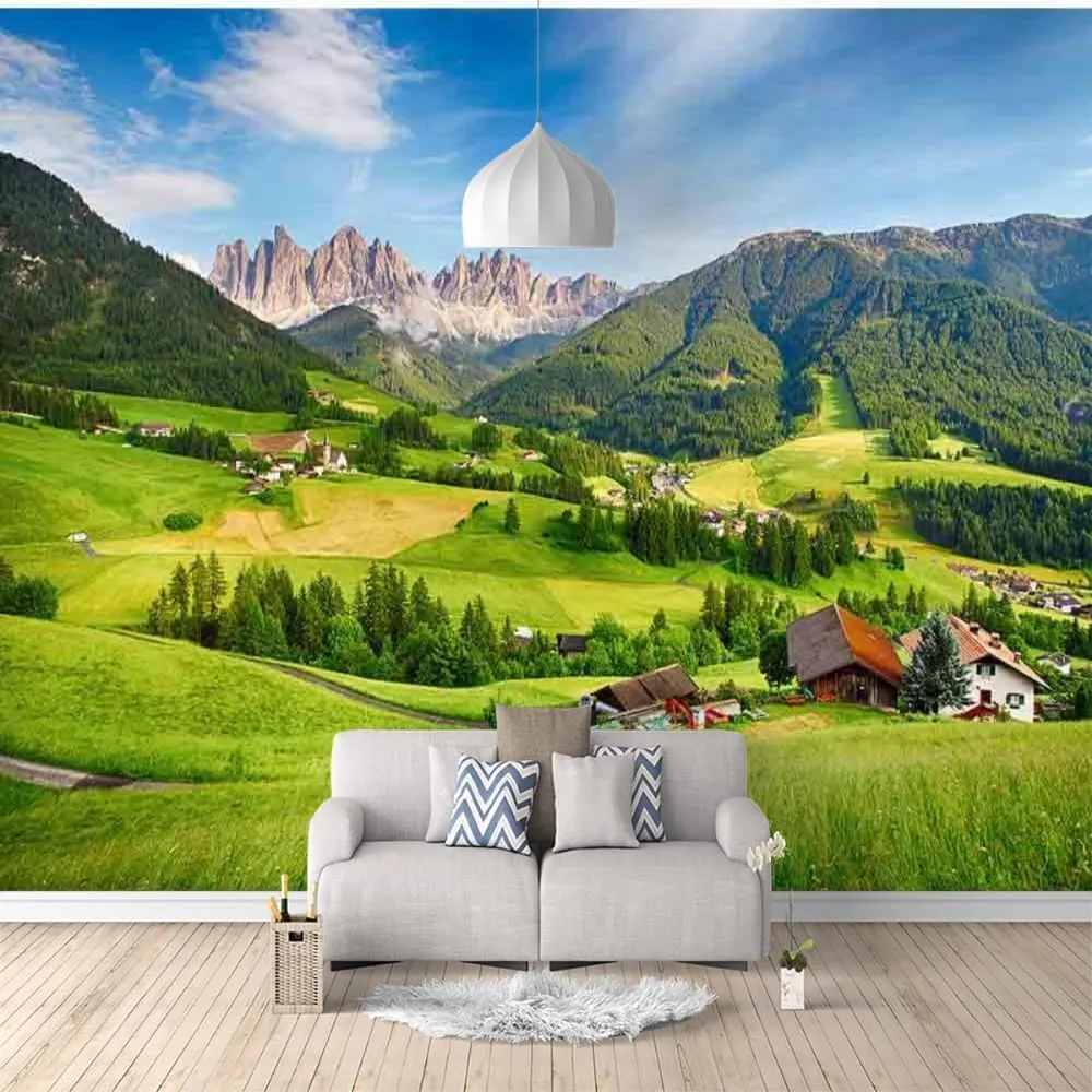 ELGADO Alpine Grassland 3D Wall Decal, Natural Scenery Wall Mural,Removable Large Self Adhesive Wall Sticker-Peel and Stick Wallpapers,Fadeless Odorless for Home Decor,157.5" W x110.3 H