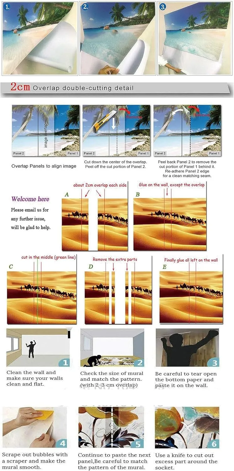 ELGADO Prairie Mountains Wall Stickers Murals, Natural Scenery Mural,Removable Self-Adhesive Wallpaper,Peel and Stick Murals for Kids Bedroom Living Room Decoration,135" W x106.3 H