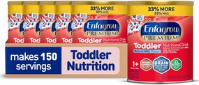 Enfagrow PREMIUM Toddler Nutritional Drink, Made with Real Milk, Brain-Building Omega-3 DHA, Nutrients and Prebiotics for Growth & Immune Support, Non-GMO, Toddler Milk Powder, 32 Oz Can, 6 Count