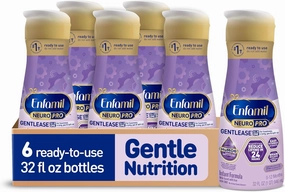 Enfamil NeuroPro Gentlease Baby Formula, Brain Building DHA, HuMO6 Immune Blend, Designed to Reduce Fussiness, Crying, Gas & Spit-up in 24 Hrs, Ready-to-Feed Infant Formula, Liquid, 32 Fl Oz (6 Count)